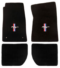 New, 1965 - 1973 Ford Mustang Black Coupe Carpet Floor Mats Pony Logo Set of 4 picture
