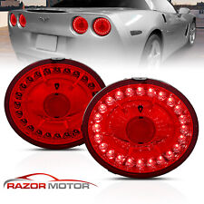 2005-2012 Chevrolet Corvette C6 Coupe Red Clear LED Brake Tail Lights Pair picture