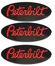 3x Custom 6061 Logo Name Emblem Plate for Peterbilt Hood Grille Fender Black/Red picture
