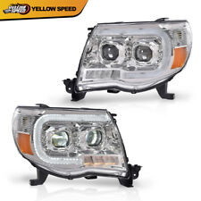 Fit For 05-11 Toyota Tacoma Dual LED Tube projector Headlights Headlamps Chrome  picture