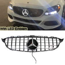 GT-R Style Front Grill Grille W/LED Emblem for Mercedes Benz W205 C250 C300 C400 picture
