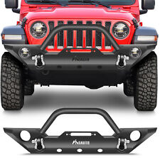 FINDAUTO Front Bumper For 2007-18 Jeep Wrangler JK W/ Fog Light Hole & D-Rings picture