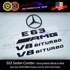 E63 AMG V8 BITURBO Rear Star Emblem Black Badge Combo Set for Mercedes W212 picture