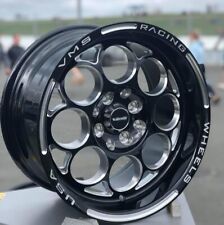 2x Black Modulo Milling Finish Drag Racing Wheels Rims 15x7 4X100/4X114 +35 ET  picture
