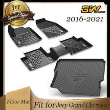 3W Floor Mats 2 Rows W/ Trunk Liner For 2016-2021 Jeep Grand Cherokee Black picture