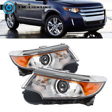 For 2011 2012 2013 2014 Ford Edge Pair LH&RH Headlights Headlamps Chrome Housing picture
