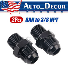 2pcs 8AN to 3/8 NPT Adapter Straight pipe Thread to 8 AN Flare Fitting Black picture