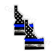 Thin Blue Line Decal State Idaho window vinyl sticker Various Size Distress picture