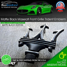 Maserati Matte Black Front Emblem 3D Trident Grille Badge OEM Ghibli Levanti picture