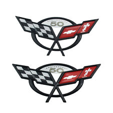 Pair Front / Rear 1997-2004 Chevy Corvette C5 Emblem Badge 50TH Anniversary picture