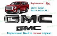 2PCS Set Front Rear Black Black GMC Emblems Badges Fit For 2021+ Yukon Yukon XL picture