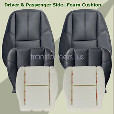 For 07-14 Chevy Silverado Driver & Passenger Seat Cover With Foam Cushion Black picture