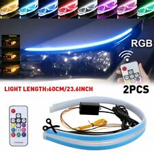 2pcs RGB 60CM LED DRL Light Car Headlight Strip Light Turn Signal Remote Control picture