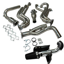 Fits GMC/Chevy 4.8/5.3 V8 Stainless Steel Exhaust Header+Y Pipe+COLD AIR INTAKE picture