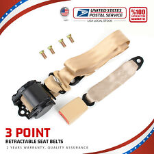 1x beige Universal 3 Point Retractable Adjustable Car Seat Belt USA Sale picture