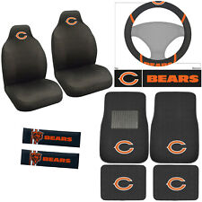9pc Set NFL Chicago Bears Car Front Rear Floor Mats Steering Wheel Cover picture