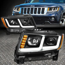 [LED DRL+SIGNAL]FOR 11-13 JEEP GRAND CHEROKEE PROJECTOR HEADLIGHT BLACK/AMBER picture