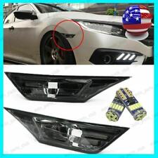 2x For 2016-2021 Honda Civic Smoke Front Bumper Reflector Side Marker Light Lamp picture