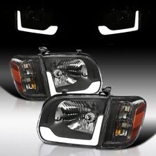 For 05-06 Toyota Tundra / 05-07 Sequoia Black Headlights w/ Led Tube SET 4pieces picture