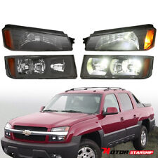 Pair Headlights Fit 2002-06 Chevrolet Avalanche 1500 2500 with Body Cladding New picture