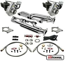 T04 .63AR 500+HP 8PC TWIN TURBO CHARGER+MANIFOLD KIT FOR CHEVY SMALL BLOCK SBC  picture