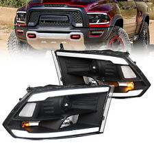 LED DRL Black Headlight Kit For 2009-2018 Dodge Ram 1500 2500 3500 Halogen NEW picture