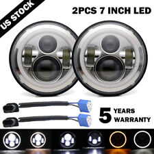 Pair 7 inch Round LED Headlights HI-Lo Beam For Freightliner Coronado 2001-2016 picture