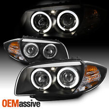 Fits 08-13 BMW E82 E88 1-Series Black Dual Halo Projector LED Headlights Lamps picture