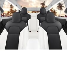 Red Rain Tesla Model 3 Seat Covers Custom Fit 12PCS Black and White Seat Covers picture