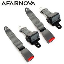 2Sets 2-point-fixed Seat Belt Lap Strap Retractable Replace Belt Gray Universal picture