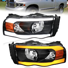 2X Headlights w/ LED Tube For 2002-2005 Dodge Ram 1500 2003-2005 2500 3500 LH+RH picture