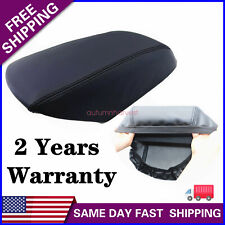 For 11-19 Ford Explorer Black Real Leather Center Console Lid Armrest Cover picture