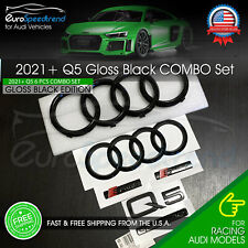 2021 Audi Q5 Emblem Gloss Black Rings Front Rear Quattro Sline Combo Set OE 6PCS picture