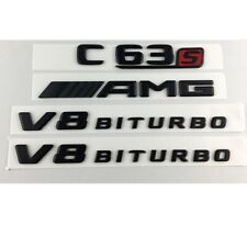 Black C63s AMG V8 BITURBO Trunk Fender Emblems Badges for Mercedes Benz W205 picture