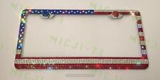 7 Rows American Flag USA Bling License Metal Frame Holder W Swarovski Crystals picture