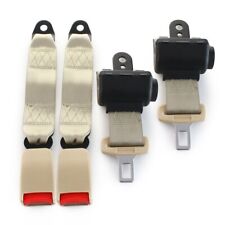 A Pair Retractable Seat Belt 2 Point Fixed Harness Clip Replace Belt Beige Cars picture