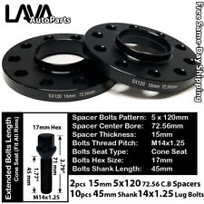2PC 15MM THICK 5X120 72.56MM C.B WHEEL SPACER+10 14X1.25 BOLT FIT BMW MINI MODEL picture