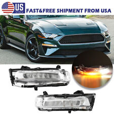 For 2018-23 Ford Mustang LED DRL Fog Light Clear Bumper Turn Signal Lamps 2Pcs picture