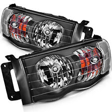 For 2002-2005 Dodge Ram 1500 2500 3500 Black Pair Headlights Headlamps Assembly picture