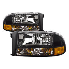 Fits 97-04 Dodge Dakota 98-03 Durango Black Headlight Left & Right Pair Set picture