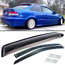 For 96-00 Honda Civic 2DR Coupe Mugen Style Wavy Window Visor + Rear Roof Visor picture