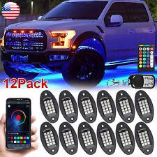 12 Pod RGB LED Rock Lights Kit Offroad Truck Underbody Neon Music Bluetooth APP picture