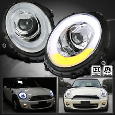 Clear Fits 2007-2013 Mini Cooper S LED Bar Halo Projector Headlights Left+Right picture