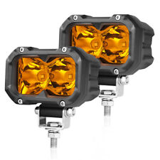 2X 4inch LED Work Light Bar Spot Cube Pods Amber Driving Fog Lamps Offroad 3