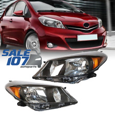 For 12-14 Toyota Yaris Hatchback Black Headlamps Headlights Clear Set Left+Right picture