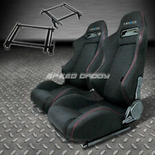 PAIR NRG TYPE-R STYLE BLACK CLOTH RACING SEAT+BRACKET FOR 02-06 ACURA RSX DC5 picture