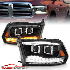 For 2009-2023 Dodge Ram 1500 2500 3500 Black LED Bar Dual Projector Headlights picture