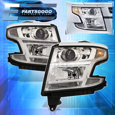For 15-20 Chevy Tahoe Suburban Chrome Clear Projector Headlights LED Strip Lamps picture