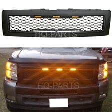 FOR 07-13 Chevy Silverado 1500 Matte Black Amber Light Front Bumper Mesh Grille picture