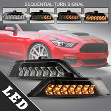 LED Sequential Turn Signal Lights for 15-17 Ford Mustang DRL Dynamic Lamps PAIR picture